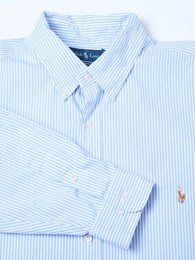 Ralph Lauren Flesh Pony Classic Fit Long Sleeve Striped Button Up Shirt 18